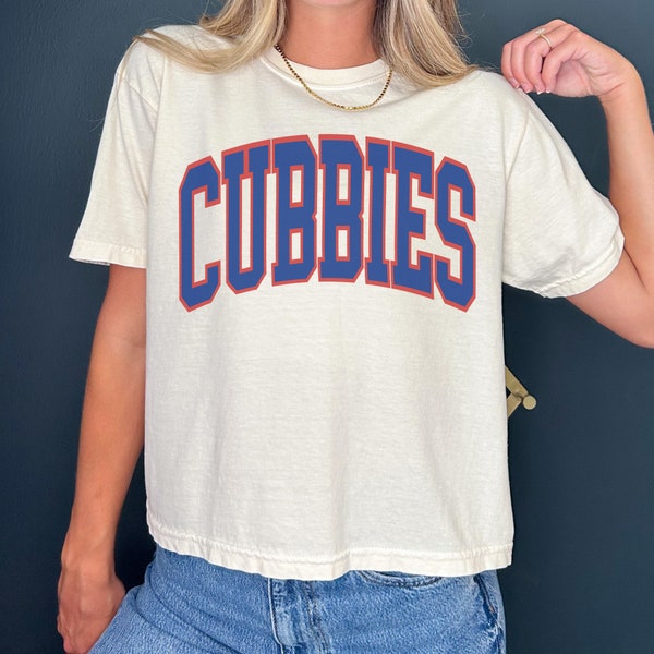 Vintage Chicago Baseball Cropped Shirt Cubs Baseball Tshirt Retro T-Shirt Gift for Chicago Fan Boston Cubbies Gift Comfort Colors Crop Top