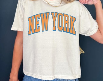 Vintage New York Basket camicia ritagliata Knicks Tshirt Retro T-shirt regalo per Knicks Fan New York Knicks regalo Crop Top Comfort colori