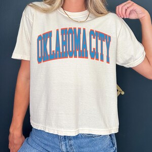 Vintage Oklahoma City Basketball Cropped Shirt Thunder Tshirt Retro T-Shirt Gift for Thunder Fan Oklahoma City Thunder Gift Comfort Colors