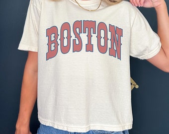 Vintage Boston Baseball Cropped Shirt Boston Baseball Tshirt Retro T-Shirt Gift for Boston Fan Boston Red Sox Gift Comfort Colors Crop Top