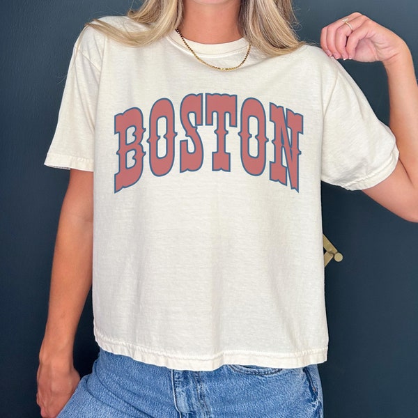 Vintage Boston Baseball Cropped Shirt Boston Baseball Tshirt Retro T-Shirt Gift for Boston Fan Boston Red Sox Gift Comfort Colors Crop Top