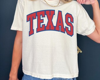 Vintage Texas Baseball Cropped Tshirt Rangers Shirt Texas Baseball T-shirt Retro Texas tee Rangers gift Comfort Colors Crop Top Summer
