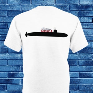 Patriotic Navy Submarine T Shirt For American Patriot Gift for Military Service First Responder Tee AmericaT-Shirt Red White Blue Made USA