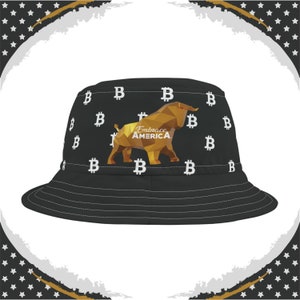 Bitcoin Bull Bucket Hat Crypto Coin Hat Gift Blockchain Finance Laser Eyes Diamond Hands HODL Hold On Dear Life Embrace America Made in USA