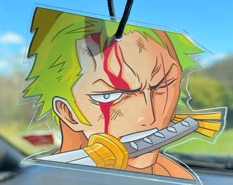 Adorno para espejo retrovisor de coche de acrílico de Zoro (anime) / Colgante de acrílico de anime hecho a mano / JDM / One Piece