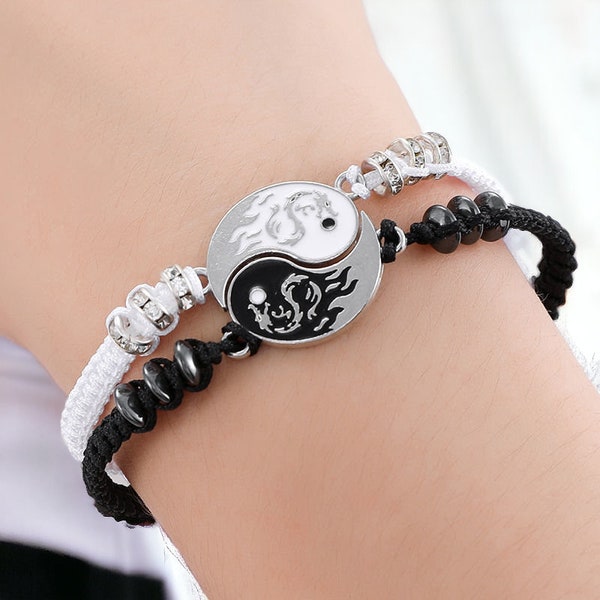 Tijdloze Yin en Yang drakenarmband | freundschaftsarmband, zilveren schmuck, Japanse armband, Japanse cadeautjes, kleine geschenk, sonne