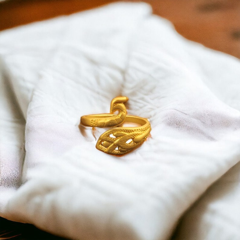 Bunter Pfau Ring verstellbar japanischer ring, verstellbar, versilberter ring, kunstvoller goldring, eleganz, geschenkidee, mond Gold 2