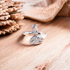 Bunter Pfau Ring verstellbar japanischer ring, verstellbar, versilberter ring, kunstvoller goldring, eleganz, geschenkidee, mond Silver 2