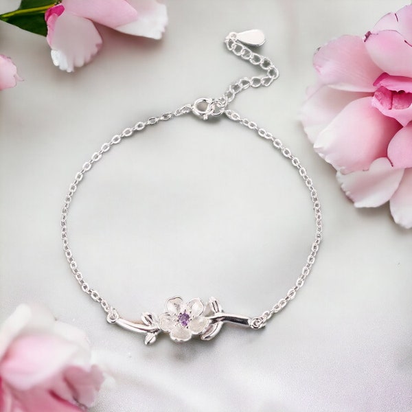 Exquisite Cherry Blossom Bracelet | armband silber, partner armbänder, armband verstellbar, adjustable bracelet, bracelet gifted, elegance