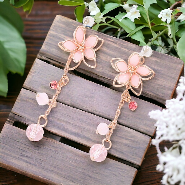 Japanischer Sakura-Ohrring | japanischer Ohrring, Ohrringe, japanische Geschenke, süße Sakura, japanisch kunstvoll, bezauberndes Geschenk, japanisch inspirierend