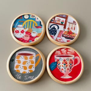 Handmade Ceramic Coasters, Set of 4 Coasters, Ceramic Drink Coaster, Housewarming Gift