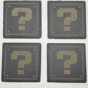Super Mario Bros. Question Block Inspired Slate Coasters