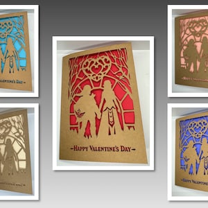 Tarjeta de San Valentín con recortes de papel inspirados en Link y Zelda: La leyenda de Zelda