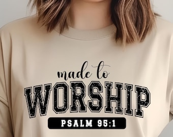 Koszulka Made to Worship Comfort Colors, koszulka Praise and Worship, chrześcijańska odzież uliczna, koszulka z Pismem Świętym, koszulka religijna, koszulka Worship