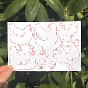 Carte postale de poulet ! Petits poulets campagnards Impression artistique