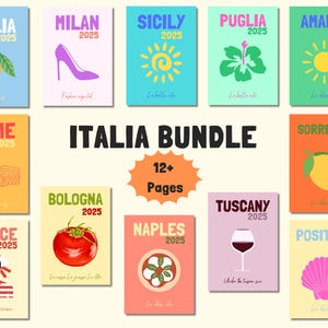 Paquete de álbumes de fotos de viaje por Italia / Plantilla personalizable en Canva (A4, 8,5 x 11 pulgadas) (Descarga digital)