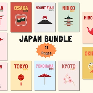 日本旅行写真集バンドル｜Canvaでカスタマイズ可能なテンプレート（A4サイズ、8.5 x 11インチ）（デジタルダウンロード）