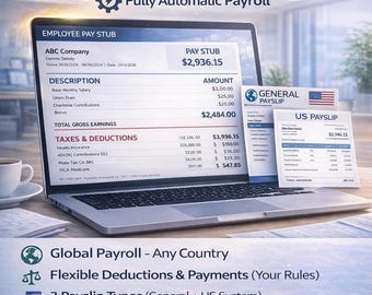 Excel Payroll Software – Fully Automatic Employee Payroll System (Pay Stubs, Deductions, Global, Windows)