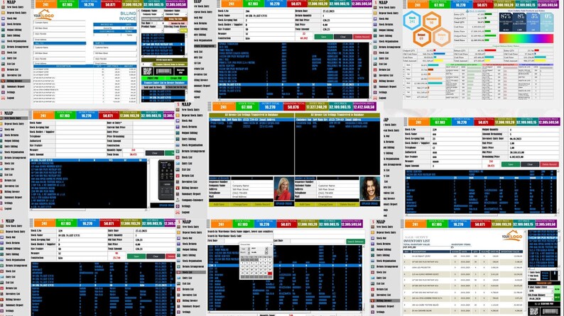 May include: A collage of computer screens displaying various web pages, including a website with the text "HELP" and a website with the text "BILLING INVOICE".