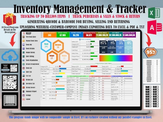 Excel Inventory Management: QR & Barcode Generator, Sales Tracker (Windows)