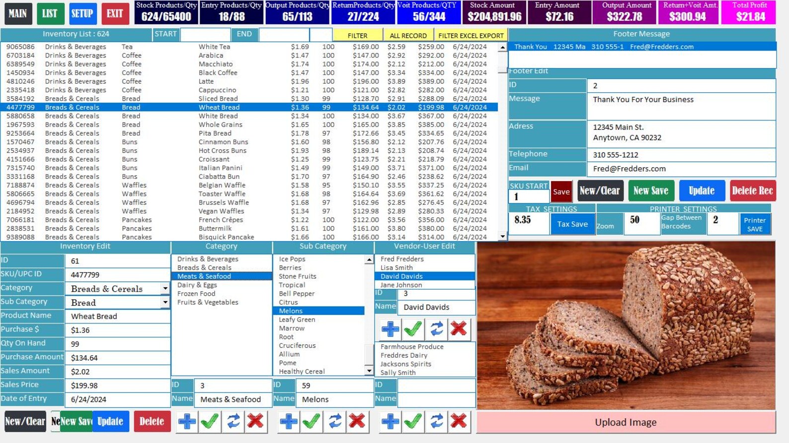Inventory Management Sales Tracker Point of Sale System Excel POS
