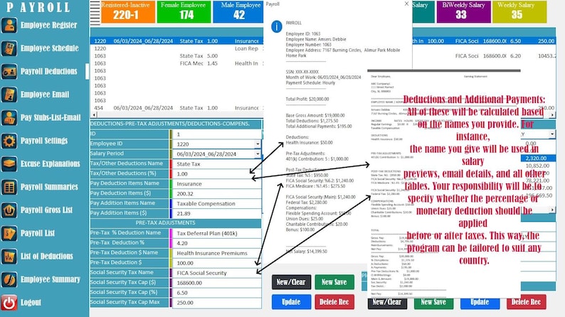 Excel Payroll Software: Employee Salary Manager, Time Tracker (windows ...