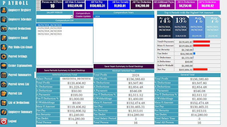 Excel Payroll Software: Employee Salary Manager, Time Tracker (windows ...