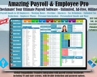 Amazing Payroll Software | Excel Payroll Salary Manager | Employee Pro | Payroll Salary | Payroll Employee Salary Tracker| Works on Windows.