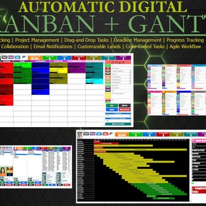 May include: A screenshot of a computer screen showing a program for project management. The program has a Kanban board and a Gantt chart. The Kanban board has columns for "To Do", "In Progress", and "Done". The Gantt chart shows a timeline of tasks. The program is designed to help users track tasks, manage projects, and collaborate with others.