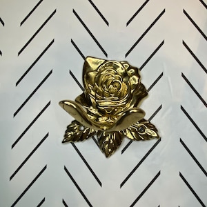 Vintage Brass Rose Robe Hook 4" x 3 3/4"