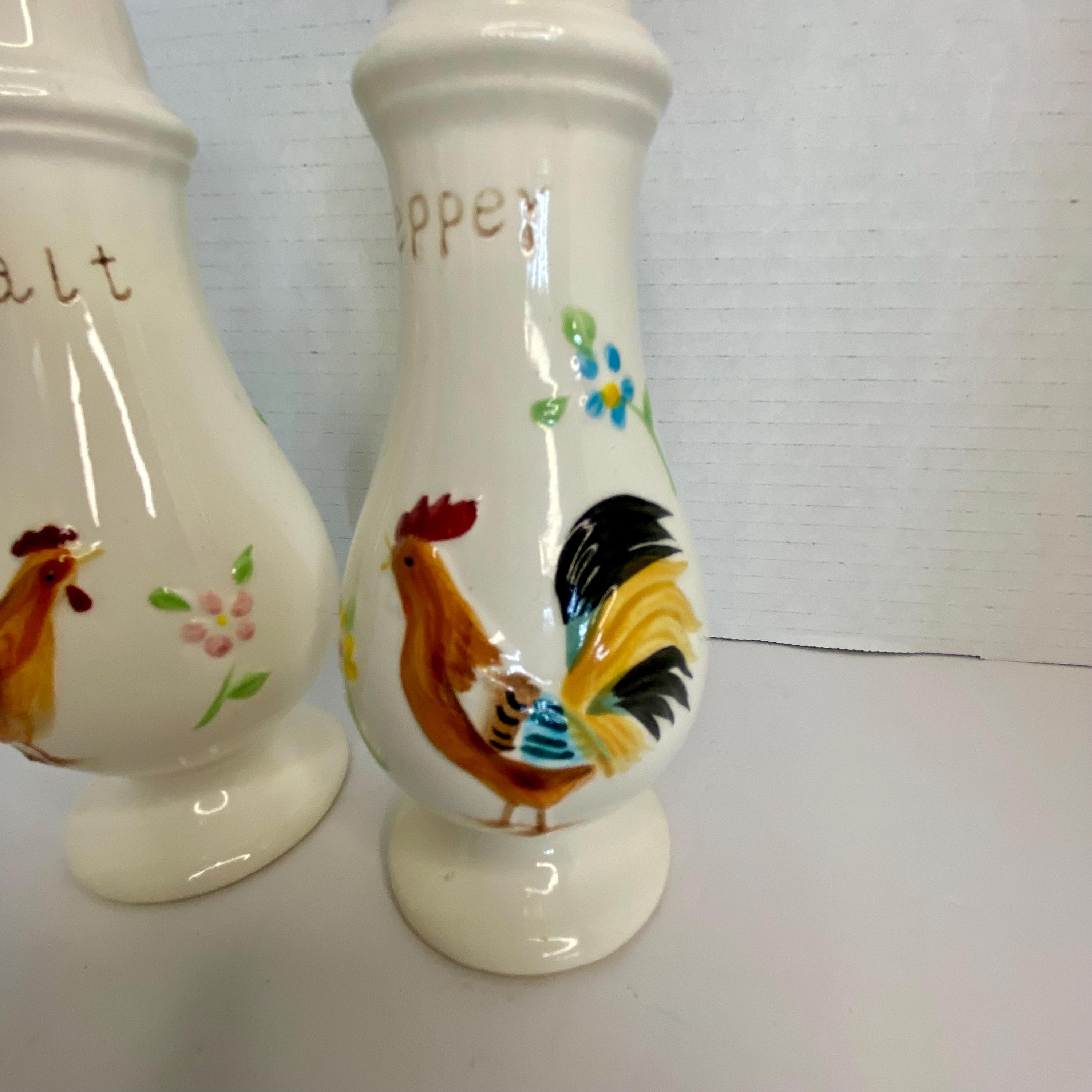 Vintage Rooster and Hen Salt and Pepper Shakers