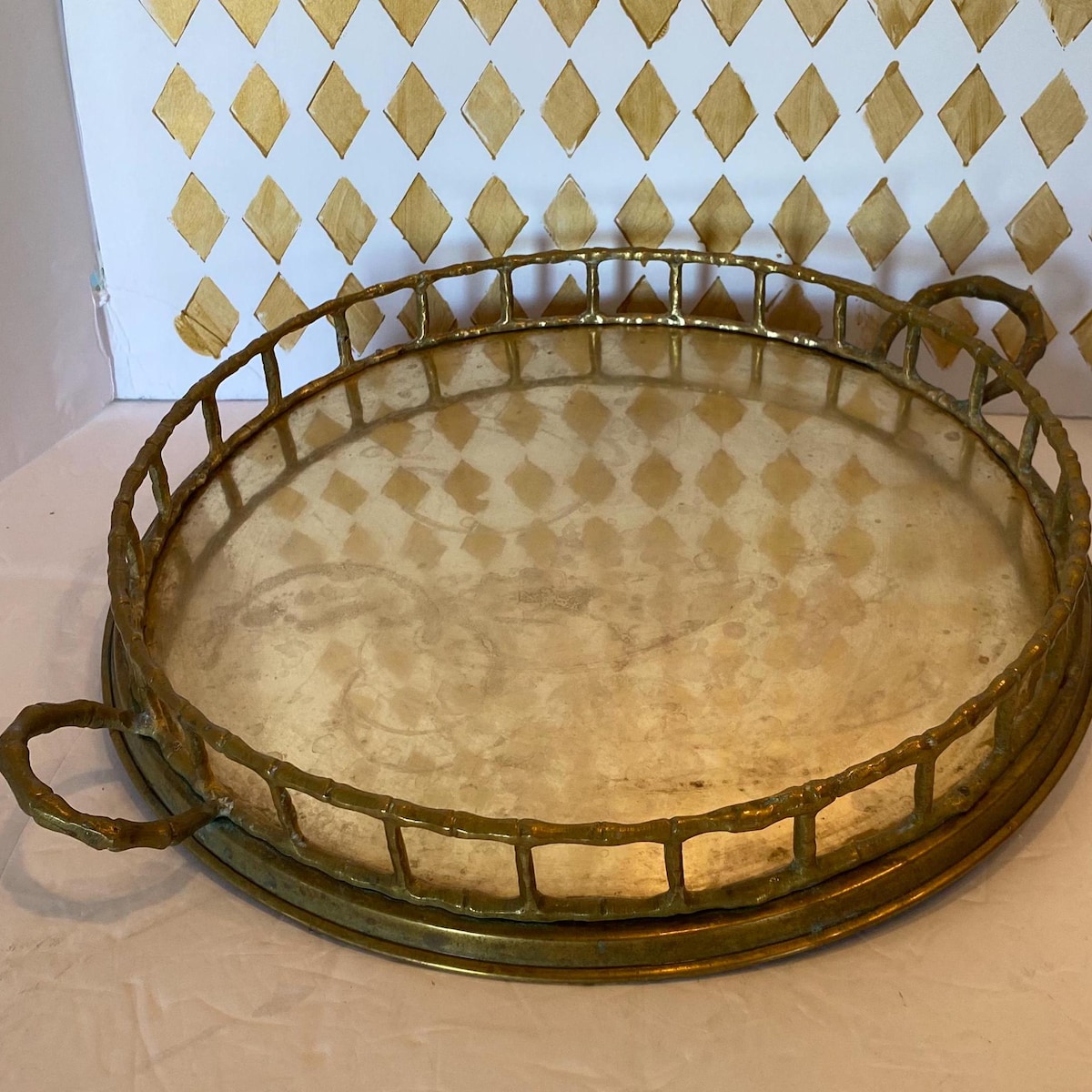 Large Brass Tray Bamboo