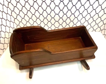 Vintage Handmade Doll Cradle...Solid Wood 12&quot; x 8 1/2&quot;...6&quot; tall