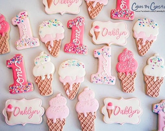 Ice cream themed sugar cookies