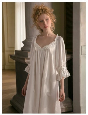 Verd Evoa Womens Long Cotton Nightgowns Ruffle Victorian Nursing