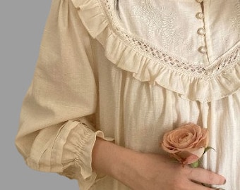 Vintage Nightgown – Edwardian Nightgown – Victorian Nightgown – Honeymoon Nightgown – French Cotton Nightdress – Valentines Gift