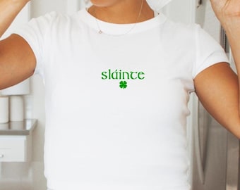 Slainte Crop Top, Lucky Crop Top, Shamrock Crop Top, Lucky You Baby Tee, Luck You Crop Top, Shamrock Baby Tee, Ireland Baby Tee, Lucky Girl