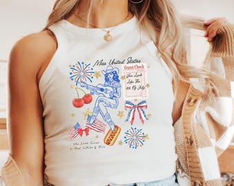 Miss USA Baby Tee, American Dream Tee, Usa Baby Tee, American Baby Tee, July 4th Tank Top, American Crop Top, USA Tank Top USA American Flag