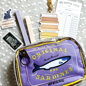 Sardine Zip Clutch, Sardine Mini Pouch, Tin Fish Sardine, Sardine Gift, Book Lovers Gift Box For Women, Sardines Lover, Trendy Sardine Gift
