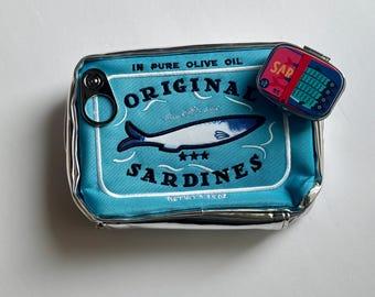 Sardine Toiletry Bag Engraved Pill Box: Tinned Fish Sardine Zip Clutch Sardine Mini Pouch Sardine Gift Sardines Lover Trendy Sardine Gift