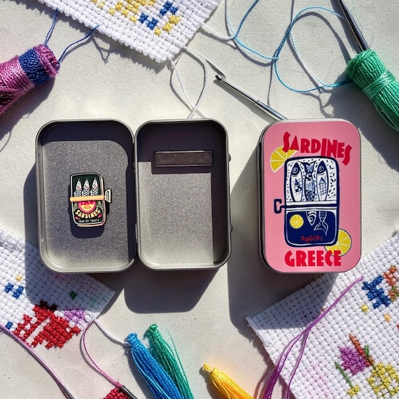Sardine Needle Case, Cross Stitch Needle Case, Magnetic Needle Case, Travel Needle Case for Embroidery and Cross Stitch, Magnetic Needle Box