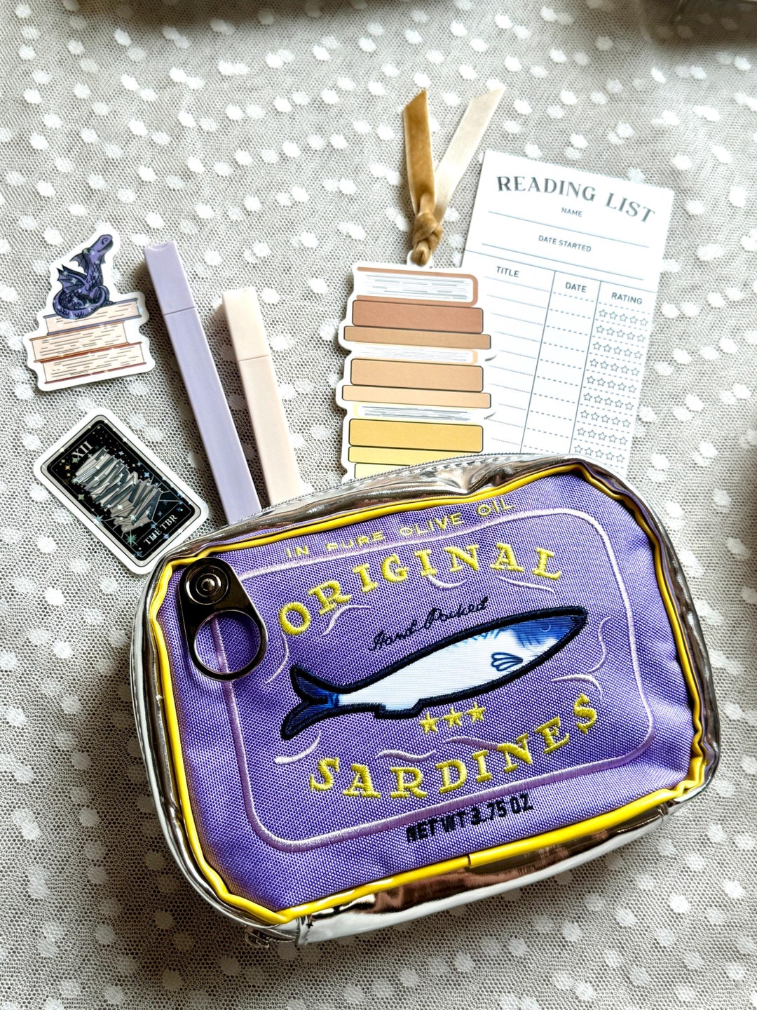 Sardine Zip Clutch, Sardine Mini Pouch, Tin Fish Sardine, Sardine