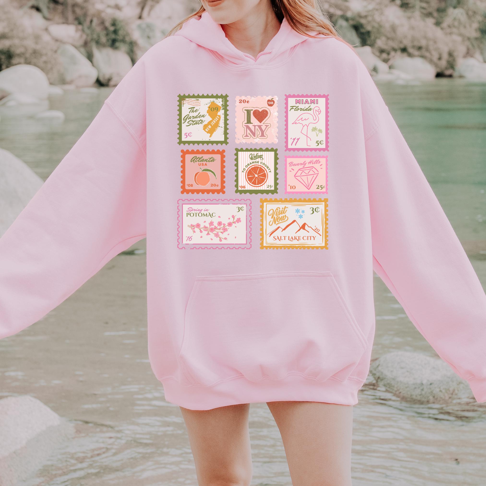 Butter フード付きスウェットシャツ XXL ピンク リアル・ハウスワイブズ 切手柄スウェットシャツ、リアル