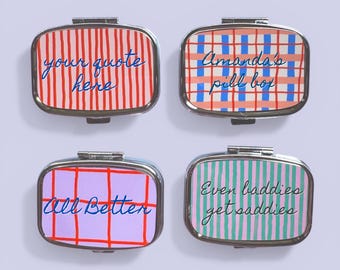 Custom Pill Box: Stripped Pill Box, Custom Hangover Kit Pill Box, Medication, Vitamin Container Custom Pill Box, Cute Pill Box