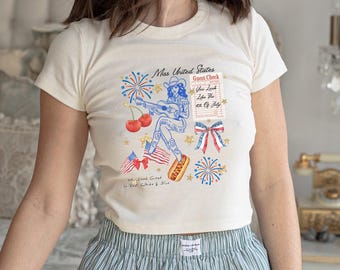 Miss USA Baby Tee, American Dream Tee, Usa Baby Tee, American Baby Tee, July 4th Tank Top, American Crop Top, USA Tank Top USA American Flag