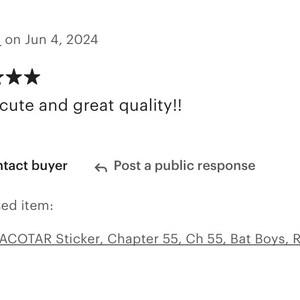 May include: A close-up of a pink and purple heart-shaped sticker with the text "ACOTAR Sticker, Chapter 55, Ch 55, Bat Boys, Rhysand, Azriel..."  The sticker is being held by a hand.
