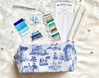 Toile Chinoiserie Anmerkung Buch Set Journal Reading Kit Schule Lehrer Kits Bookish Geschenkidee Buch-Liebhaber Geschenkidee Blaue Blume Kokette
