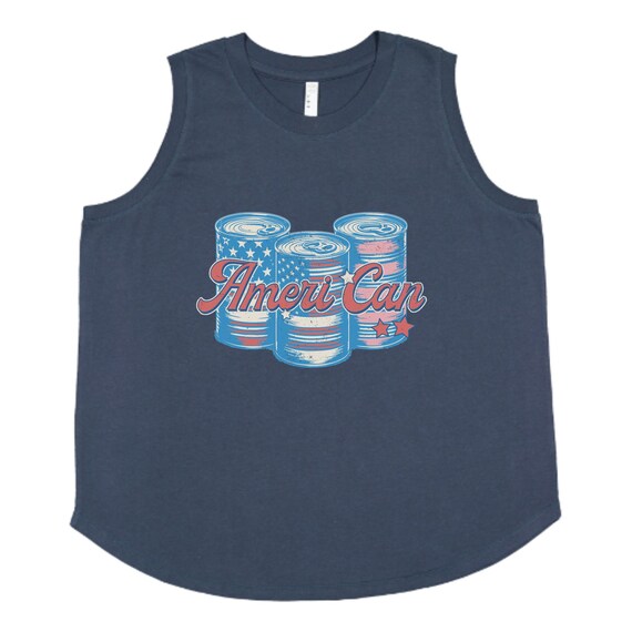 Women's American Flag Tank Top - Ring Hole V Neck Patriotic Vest For 4th Of July, Red, Size XL