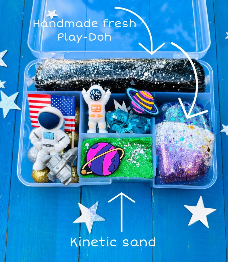 Space fun size Play dough kit,Play-Doh kit,sensory box, astronaut Play-Doh kit,space, planets,boys birthday gift,girls birthday gift Age 3+ image 7