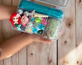 mermaid fan size play dough kit Mermaid Play Dough Kit, Play Dough kit, playdoh kit  gift,Sensory Kit,Kids gift,girls gift, busy box Age 3+